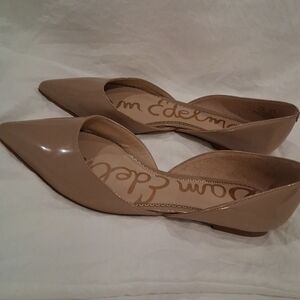 Sam Edelman Rodney Flats Nude Beige Patent Leather D'Orsay Pointed Toe size 8.5M